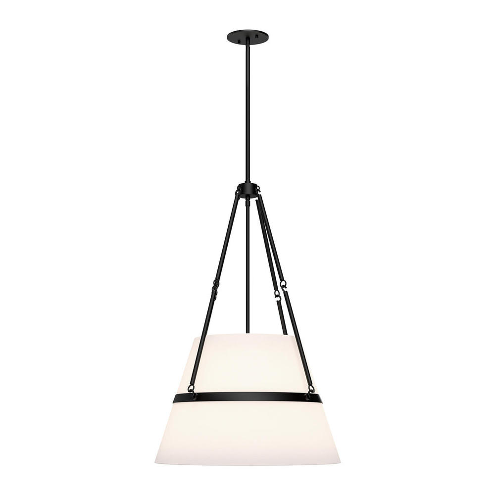 Oliver 18-in Matte Black/White Linen 1 Light Pendant