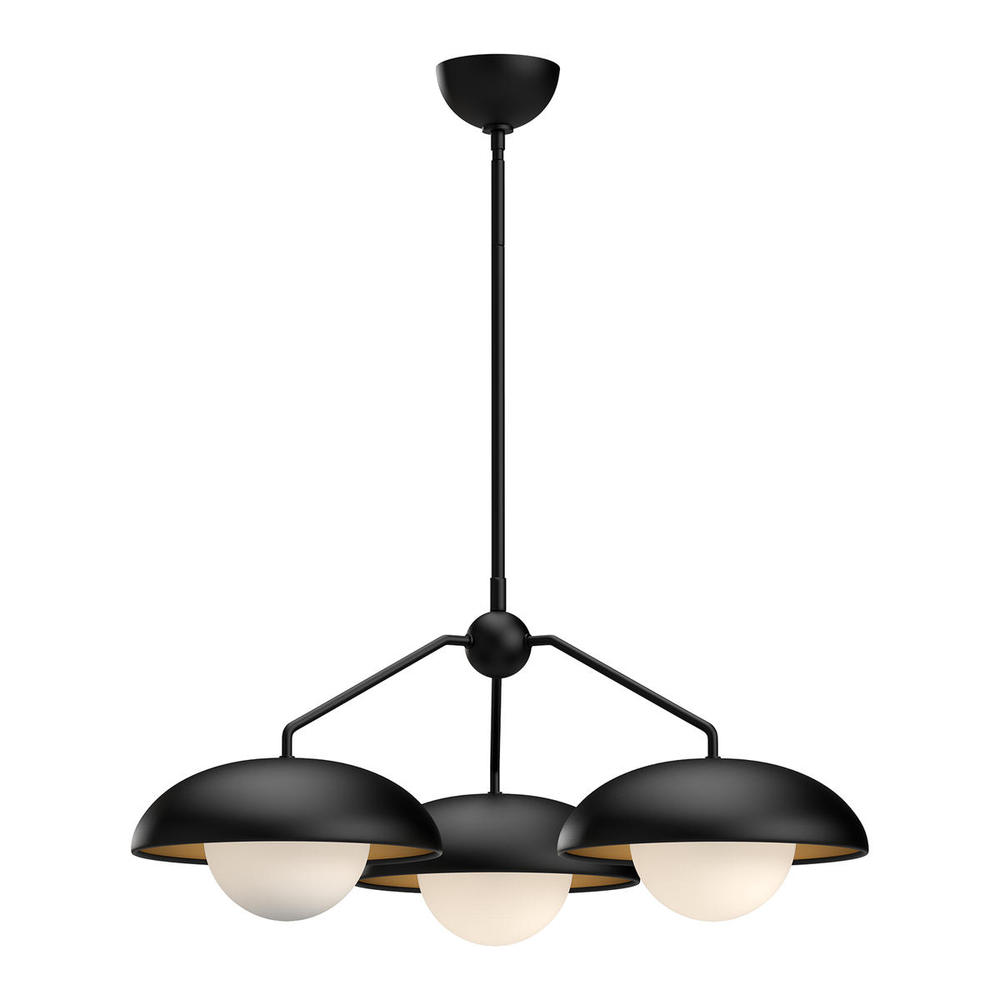 Rubio 28-in Matte Black/Opal Matte Glass 3 Lights Chandeliers