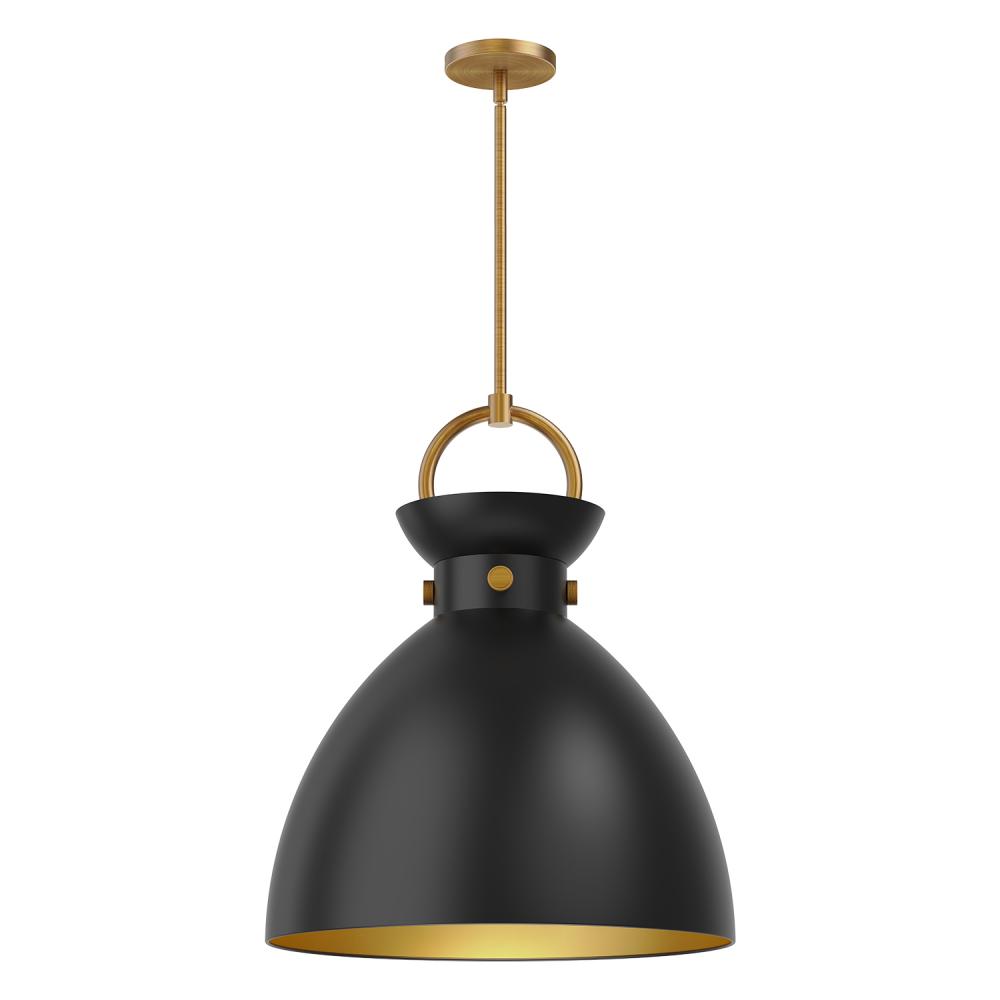 Waldo 18-in Aged Gold/Matte Black 1 Light Pendant