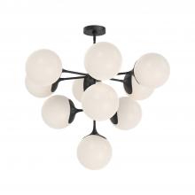 Alora Lighting CH505335MBOP - Nouveau 35-in Matte Black/Opal Matte Glass 10 Lights Chandeliers