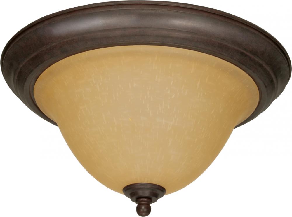 Castillo - 2 Light Flush Mount with Champagne Linen Washed Glass - Sonoma Bronze Finish