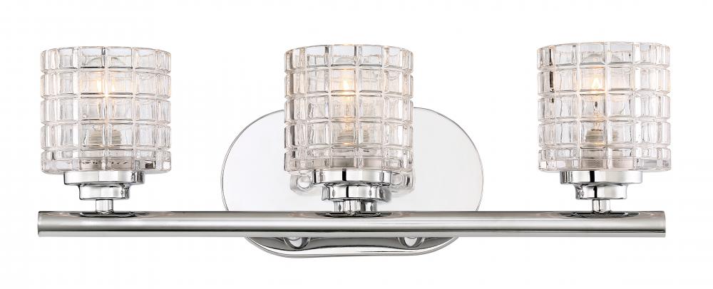 Votive - 3 Light Vanity with Clear Glass - Polished Nickel Finish