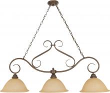 Nuvo 60/1025 - Castillo - 3 Light Island Pendant with Champagne Linen Washed Glass - Sonoma Bronze Finish