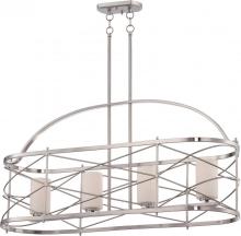 Nuvo 60/5334 - Ginger - 4 Light Island Pendant with Satin White Glass - Brushed Nickel Finish