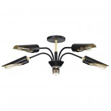 Nuvo 60/7295 - Marc 5 Light Chandelier; Matte Black Finish; Gold Accents