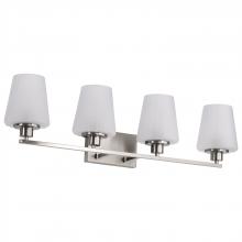 Nuvo 60/8224 - Lune; 4 Light Vanity; Brushed Nickel Finish; Etched White Glass
