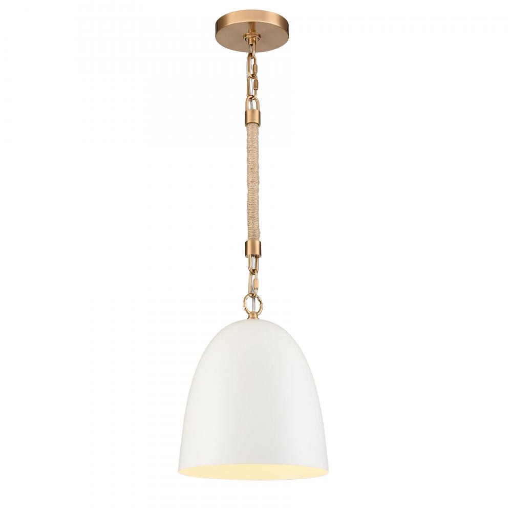 Downington 8.75'' Wide 1-Light Mini Pendant - Brushed Brass with Matte White