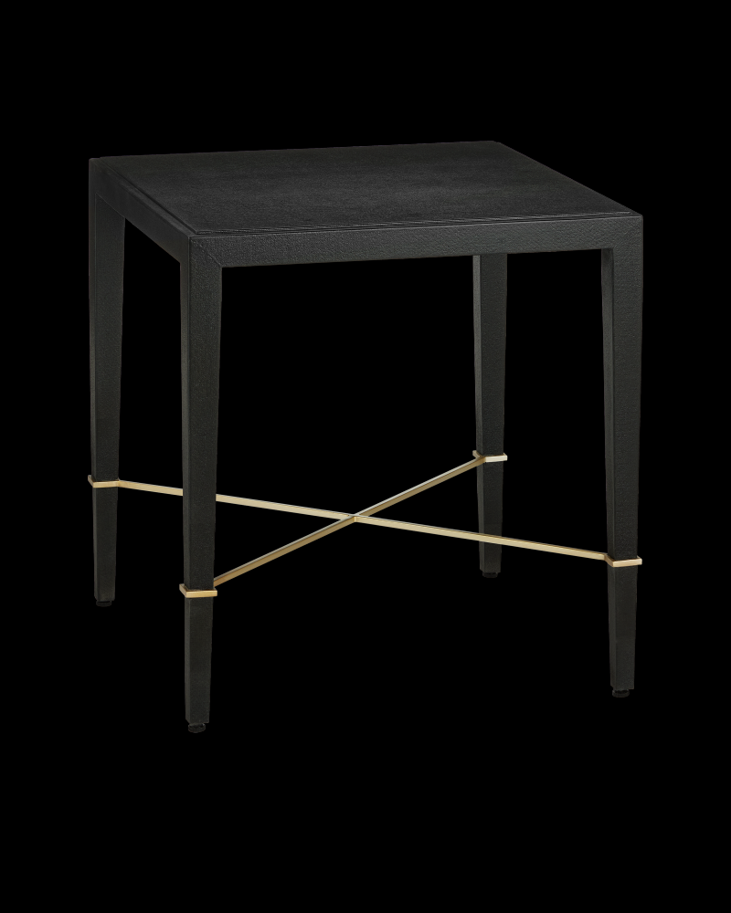 Verona Black Linen End Table